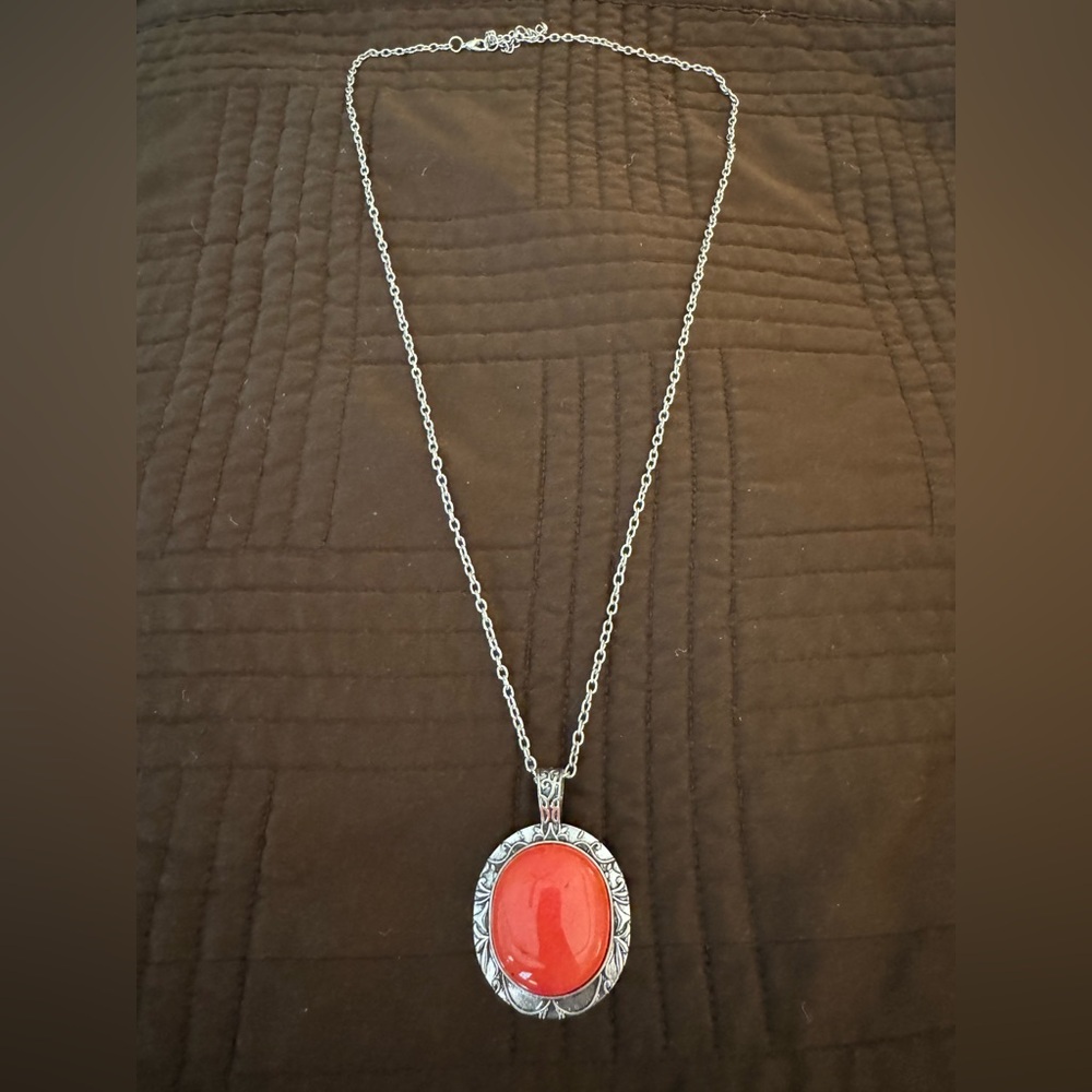 Elegant Tangerine Orange Pendant Necklace